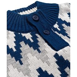 Babyhug Knit Full Sleeves Pullover with Zig Zag Design - Navy Blue