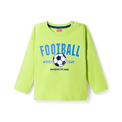 Babyhug 100% Cotton Knit Full Sleeves T-Shirt with Football Text Print - Lemon Yellow