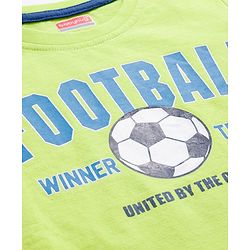Babyhug 100% Cotton Knit Full Sleeves T-Shirt with Football Text Print - Lemon Yellow