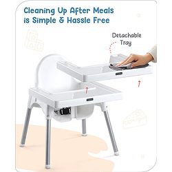 Babyhug Multi-functional Highchair & Convertible Feeding Chair | Removable Feeding Tray| Adjustable Footrest| Safety Harness| Anti-skid Base| Easy Assembly| Easy Cleaning| 6 Months to 3 Years - Blue