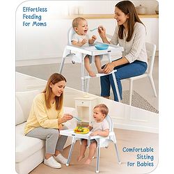 Babyhug Multi-functional Highchair & Convertible Feeding Chair | Removable Feeding Tray| Adjustable Footrest| Safety Harness| Anti-skid Base| Easy Assembly| Easy Cleaning| 6 Months to 3 Years - Blue