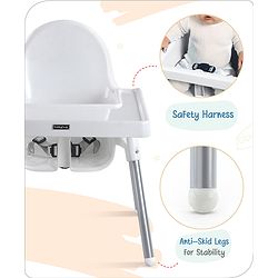 Babyhug Multi-functional Highchair & Convertible Feeding Chair | Removable Feeding Tray| Adjustable Footrest| Safety Harness| Anti-skid Base| Easy Assembly| Easy Cleaning| 6 Months to 3 Years - Blue