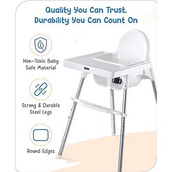 Babyhug Multi-functional Highchair & Convertible Feeding Chair | Removable Feeding Tray| Adjustable Footrest| Safety Harness| Anti-skid Base| Easy Assembly| Easy Cleaning| 6 Months to 3 Years - Blue