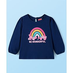 Babyhug 100% Cotton Knit Full Sleeves T-Shirt with Heart & Rainbow Print Pack of 3 - Navy Blue White & Pink