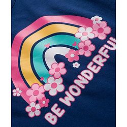 Babyhug 100% Cotton Knit Full Sleeves T-Shirt with Heart & Rainbow Print Pack of 3 - Navy Blue White & Pink