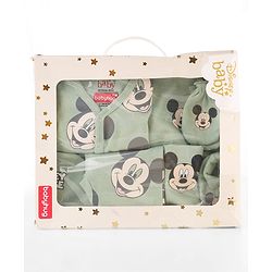 Babyhug Disney Interlock Cotton Baby Clothing Gift Set with Mickey Graphic- Light Green