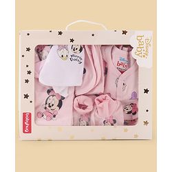 Babyhug Disney Cotton Baby Clothing Gift Set with Minnie & Daisy Print - Pink
