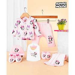Babyhug Disney Cotton Baby Clothing Gift Set with Minnie & Daisy Print - Pink
