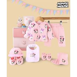 Babyhug Disney Cotton Baby Clothing Gift Set with Minnie & Daisy Print - Pink