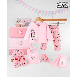Babyhug Disney Interlock Cotton Baby Clothing Gift Set with Minnie Graphic - Pink