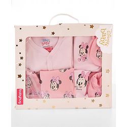 Babyhug Disney Interlock Cotton Baby Clothing Gift Set with Minnie Graphic - Pink