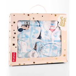 Babyhug Disney Cotton Baby Clothing Gift Set with Mickey Graphic - Light Blue