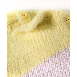 Babyhug Knit Full Sleeves Extra Soft Hairy Yarn Drop Shoulder Silhouette Pullover Sweater with Color Block Design - Lilac