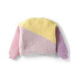 Babyhug Knit Full Sleeves Extra Soft Hairy Yarn Drop Shoulder Silhouette Pullover Sweater with Color Block Design - Lilac