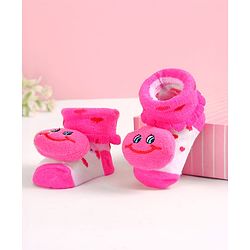 Cute Walk by Babyhug Slip On Sock Shoes with Smiley Applique - Fuchsia
