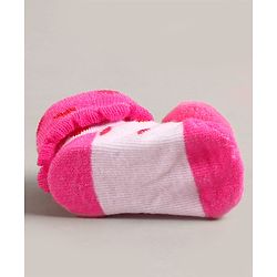 Cute Walk by Babyhug Slip On Sock Shoes with Smiley Applique - Fuchsia