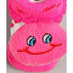 Cute Walk by Babyhug Slip On Sock Shoes with Smiley Applique - Fuchsia