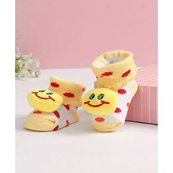 Cute Walk by Babyhug Slip On Sock Shoes with Smiley Applique - Yellow