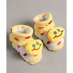 Cute Walk by Babyhug Slip On Sock Shoes with Smiley Applique - Yellow