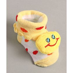 Cute Walk by Babyhug Slip On Sock Shoes with Smiley Applique - Yellow