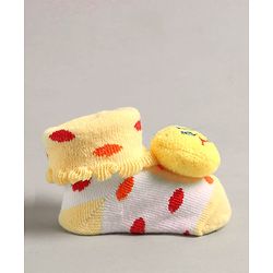 Cute Walk by Babyhug Slip On Sock Shoes with Smiley Applique - Yellow