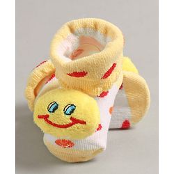 Cute Walk by Babyhug Slip On Sock Shoes with Smiley Applique - Yellow