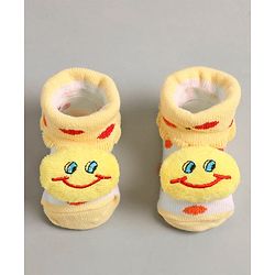 Cute Walk by Babyhug Slip On Sock Shoes with Smiley Applique - Yellow