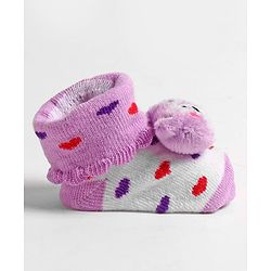 Cute Walk by Babyhug Slip On Sock Shoes with Bear Applique - Purple