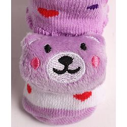 Cute Walk by Babyhug Slip On Sock Shoes with Bear Applique - Purple