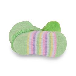Cute Walk by Babyhug Slip On Socks Shoes with Stripes & Duck Applique - Light Green