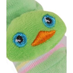 Cute Walk by Babyhug Slip On Socks Shoes with Stripes & Duck Applique - Light Green
