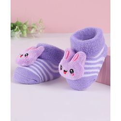Cute Walk by Babyhug Slip On Sock Shoes with Bunny Applique - Purple