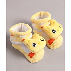 Cute Walk by Babyhug Slip On Sock Shoes with Kitty Applique - Yellow