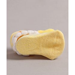 Cute Walk by Babyhug Slip On Sock Shoes with Kitty Applique - Yellow