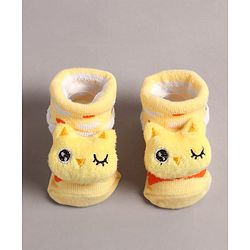 Cute Walk by Babyhug Slip On Sock Shoes with Kitty Applique - Yellow