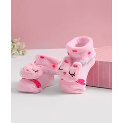 Cute Walk by Babyhug Slip On Sock Shoes with Kitty Applique - Pink