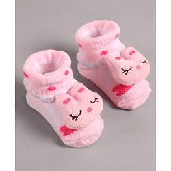 Cute Walk by Babyhug Slip On Sock Shoes with Kitty Applique - Pink