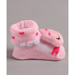 Cute Walk by Babyhug Slip On Sock Shoes with Kitty Applique - Pink