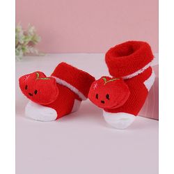 Cute Walk by Babyhug Slip On Socks Shoes with Applique - Red