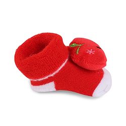 Cute Walk by Babyhug Slip On Socks Shoes with Applique - Red