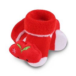 Cute Walk by Babyhug Slip On Socks Shoes with Applique - Red