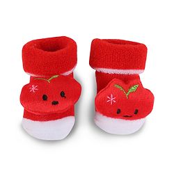 Cute Walk by Babyhug Slip On Socks Shoes with Applique - Red