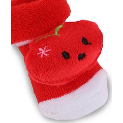 Cute Walk by Babyhug Slip On Socks Shoes with Applique - Red