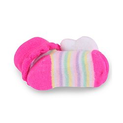 Cute Walk by Babyhug Slip On Socks Shoes with Stripes & Bunny Applique - Dark Pink