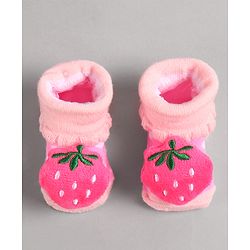 Cute Walk by Babyhug Socks with Strawberry Applique - Pink