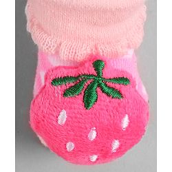 Cute Walk by Babyhug Socks with Strawberry Applique - Pink