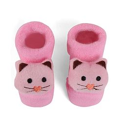 Cute Walk by Babyhug Socks With Kitty Applique - Pink
