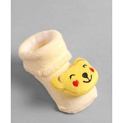 Cute Walk by Babyhug Socks with Dog Applique - Yellow