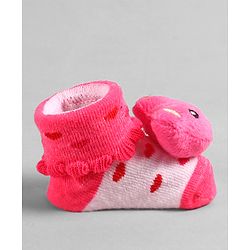 Cute Walk by Babyhug Socks  with Bear Applique - Pink
