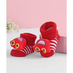 Cute Walk by Babyhug Socks  with Vehicle Applique - Red